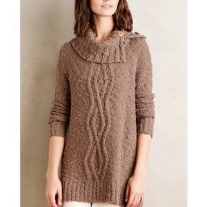 Anthropologie Moth Taupe Cowl Neck Sweater